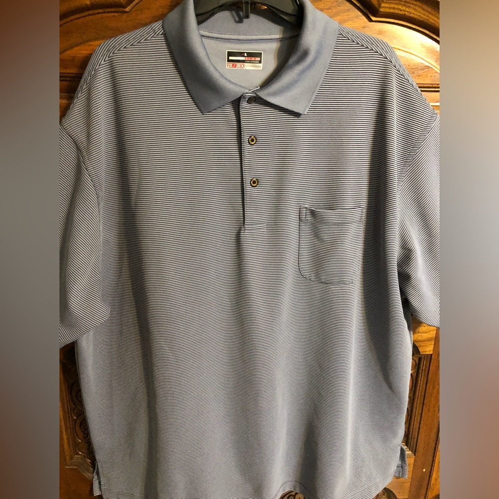2X Men's Gray Striped Polo Shirt - Picture 13 of 13